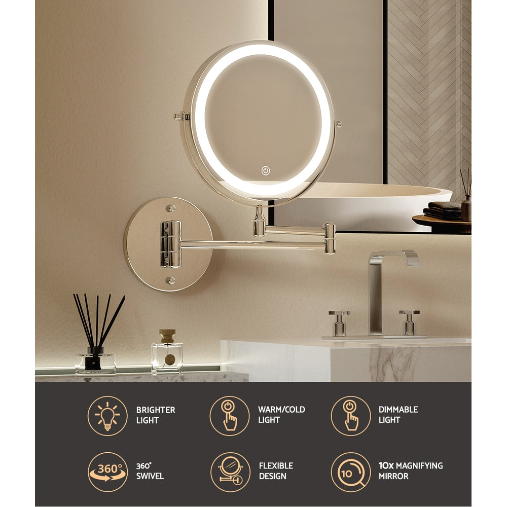 Embellir Extendable Makeup Mirror 10X Magnifying with LED Light