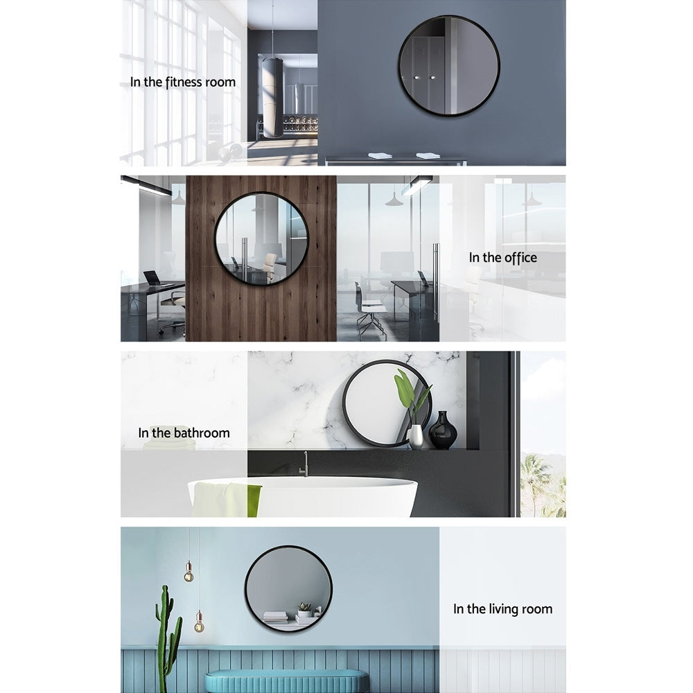 Embellir Wall Mirror Makeup 50cm Round Black for Home Decor
