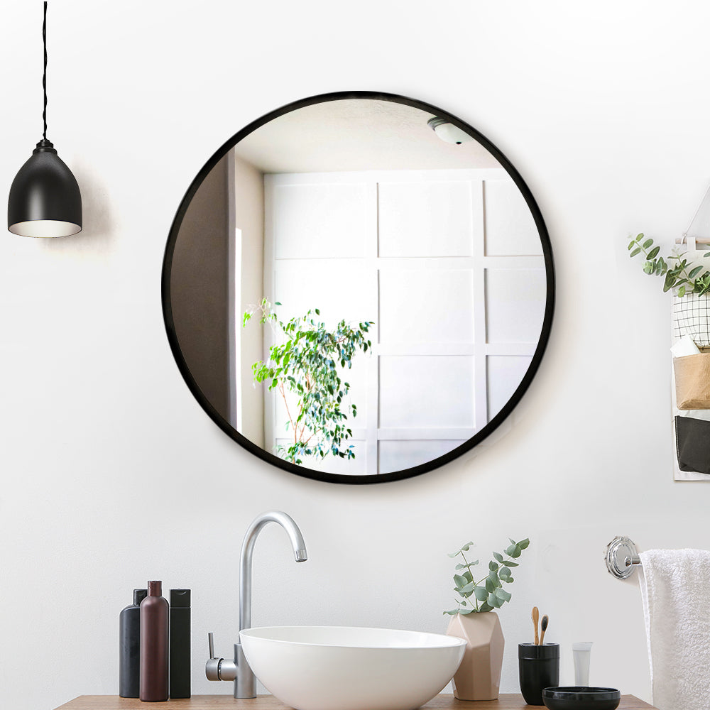 Embellir Wall Mirror Makeup 50cm Round Black for Home Decor