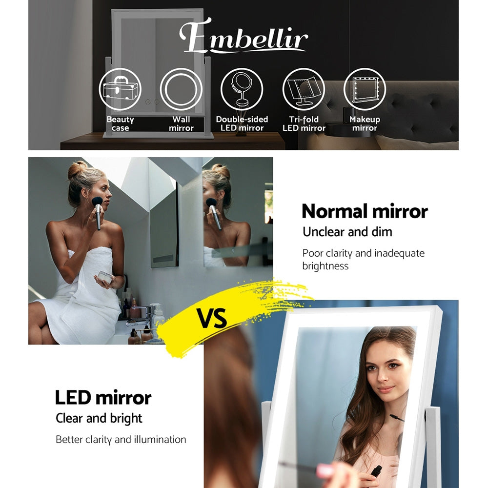 Embellir Makeup Mirror 25x30cm with LED Light and Rotation