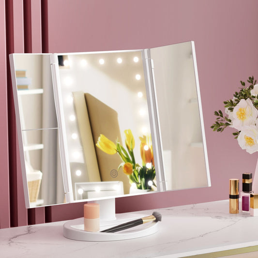 Embellir Tri-fold Makeup Mirror with LED Light for Travel Use