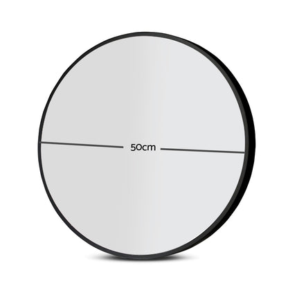 Embellir Wall Mirror Makeup 50cm Round Black for Home Decor