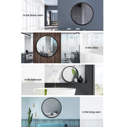 Embellir Wall Mirror Makeup 70cm Round Black for Perfect Clarity