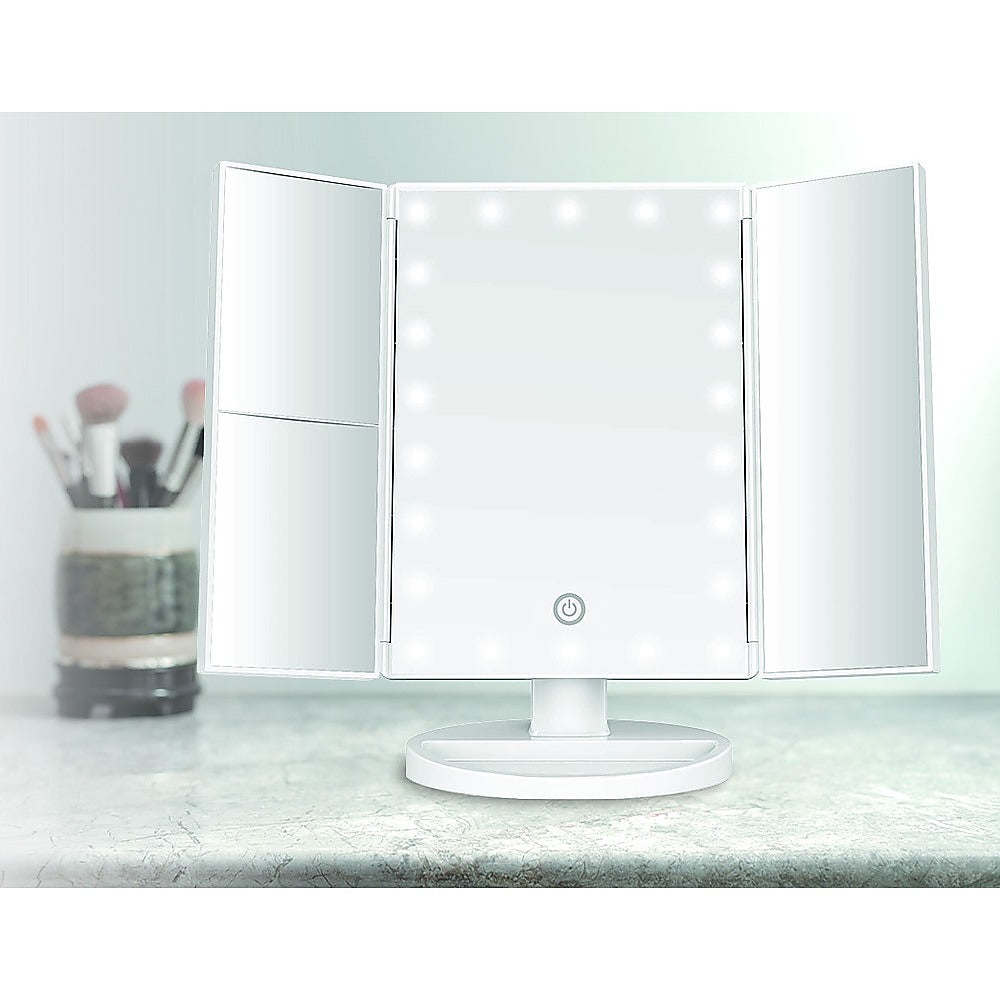 Makeup Mirror With LED Light Tri-Fold Touch for Perfect Beauty