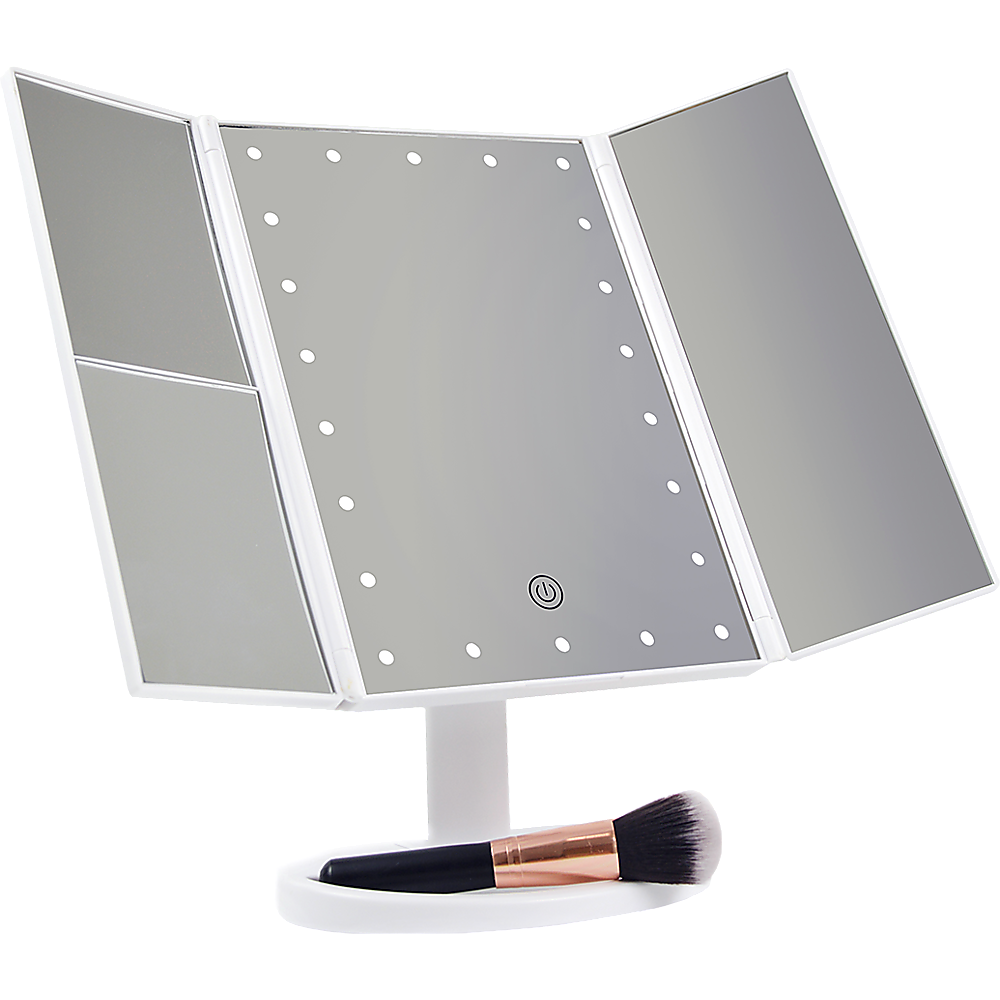 Makeup Mirror With LED Light Tri-Fold Touch for Perfect Beauty