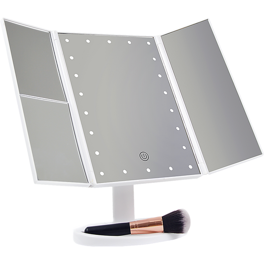 Makeup Mirror With LED Light Tri-Fold Touch for Perfect Beauty