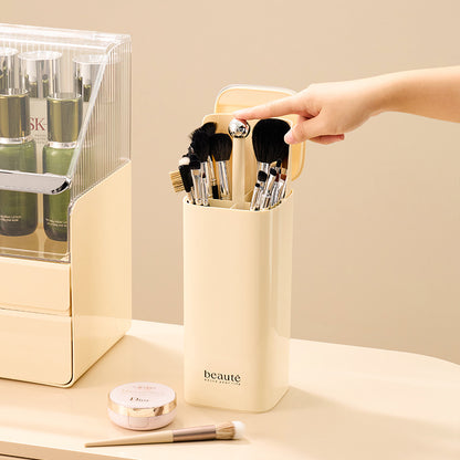 Black Gold Automatic Lifting Makeup Brush Holder, Large Capacity