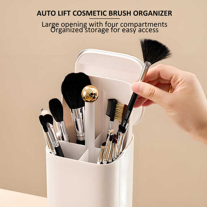 Black Gold Automatic Lifting Makeup Brush Holder, Large Capacity