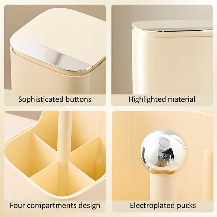 Black Gold Automatic Lifting Makeup Brush Holder, Large Capacity